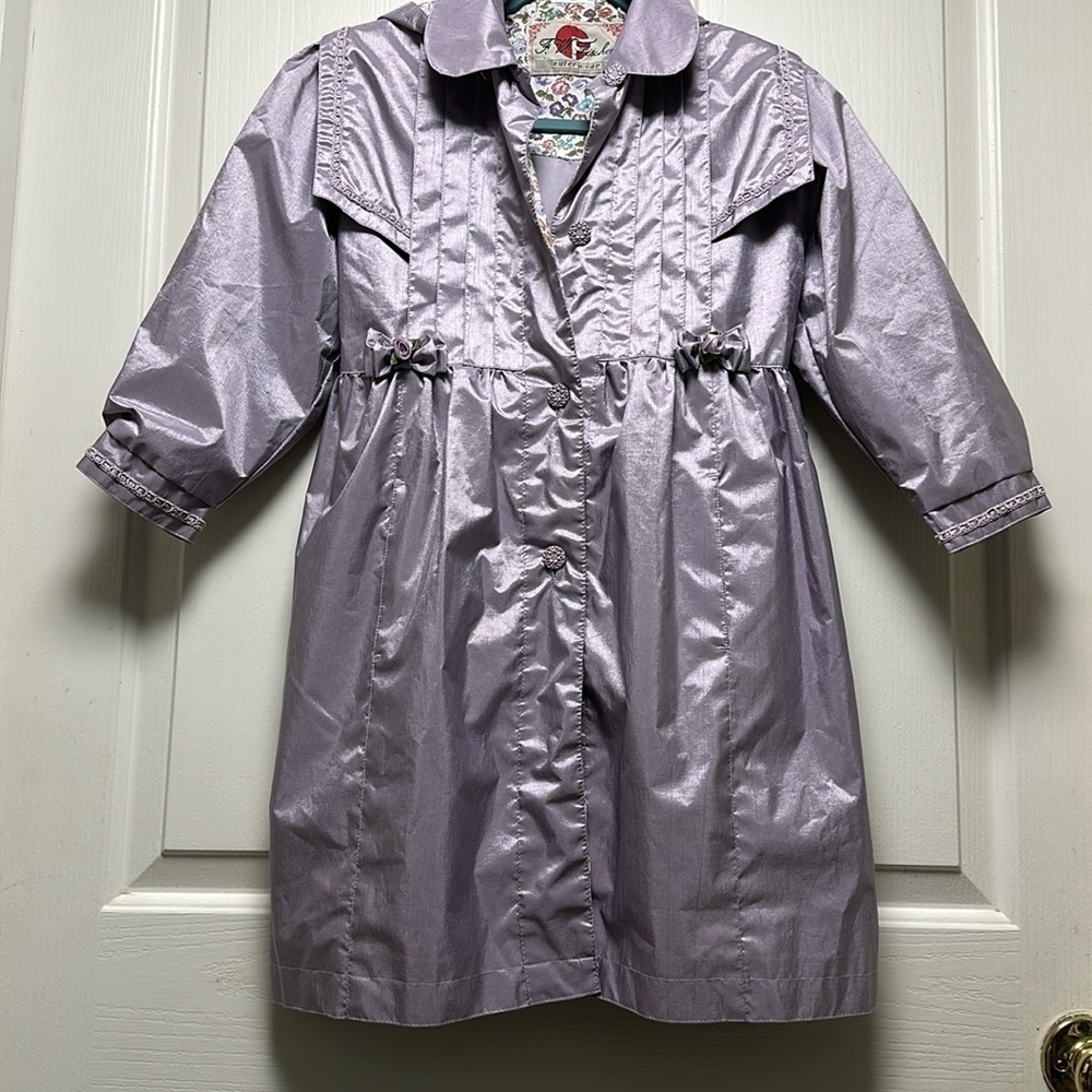 F.W. FISCHER Girls Dressy Lavender Rain Coat Sz 6X
